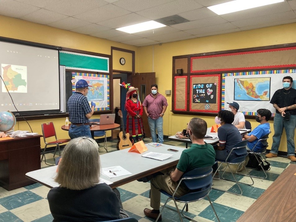 Adult education class at Sacred Heart Center classroom.