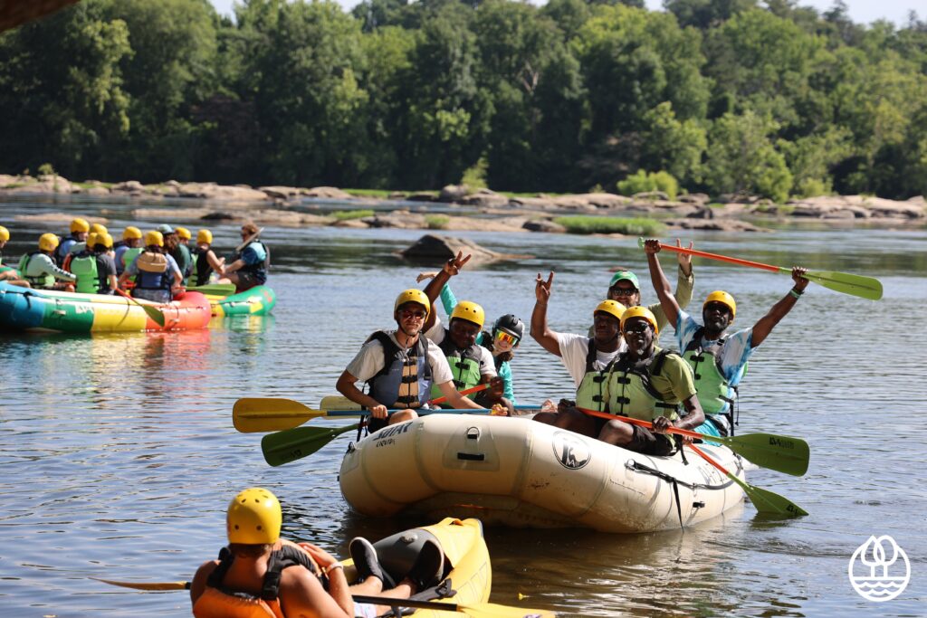 Group of people rafting