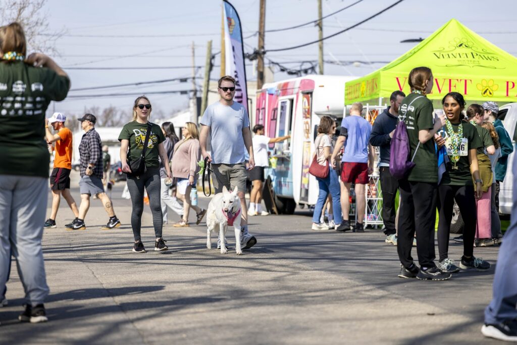Attendees walk around the marketplace at the Richmond SPCA's Dog Jog